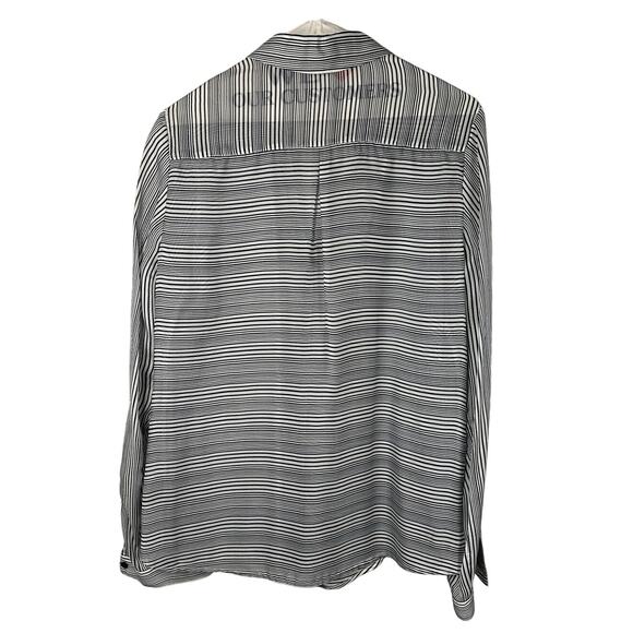 Outback Red Black & White Striped Button Down Collared Shirt Women's Medium - Picture 2 of 7